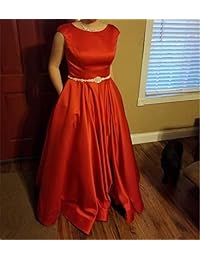 Vestidos de baile de satén largos con bolsillos sin espalda línea A vestidos de baile de noche para mujer 2019