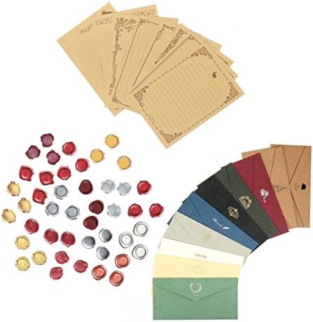 シール シーリングワックス スタンプ 風 45枚 封筒 レトロ 10種 レターセット 便箋 オリジナル 手紙 8種