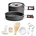 Honest Portable camping cookware mess kit folding Cookset for hiking backpacking 11 piece Lightweigh durable Pot Pan Bowls Spork with nylon bag outdoor cook equipment (Red, 2 Liter Pot)