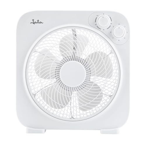 Jata JVVS3116 Bodenventilator, 45 W, mit Timer, 3 Belüftungsgeschwindigkeiten, 5 Flügel, 35 cm Durchmesser, Rotationsgitter, 1147,5 m³/h, energiesparend