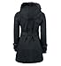 Dressation Womens Faux Fur Hooded Black Winter Parka Jacket Coat with Belt