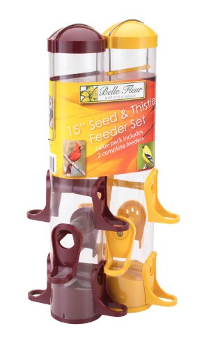 Belle fleur seed and thistle feeder set with six feeding ports ea…