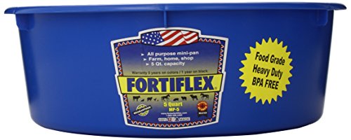 Fortiflex Mini Feed Pan for Dogs and Horses, 5-Quart, Blue