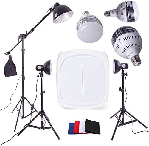 3 x LED Photography Lighting Kit | PhotoGeeks | 60cm Tent | 5200lm Daylight Bulbs