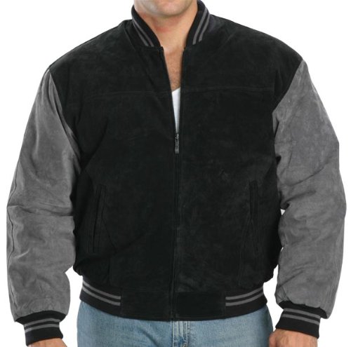 USA Leather Suede Classic Mens Black Leather Jacket - Large