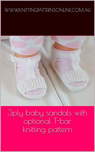 3ply baby sandals with optional T-bar knitting pattern - Christina