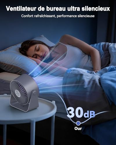 Desk Fan,Silent 1-100 Speed Portable Fan,Mini LED Screen Table Fan,360° Rotation,2400mAh Rechargeable Small USB Fan for Bedroom Home Kitchen Office