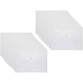YESSART 9x7 Clear Plastic Envelopes Hook Loop Closure Receipt Stickers Storage Holder 20 Pack