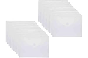 YESSART 9x7 Clear Plastic Envelopes Hook Loop Closure Receipt Stickers Storage Holder 20 Pack