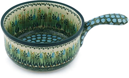 Click Here to See More Images Polish Pottery Round Baker with Handles 10-inch made by Ceramika Artystyczna (Prairie Land Theme) Signature UNIKAT