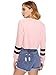 SweatyRocks Women's Striped Long Sleeve Crewneck Crop Top Sweatshirt Pink S