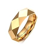 6mm Diamond Faceted Tungsten Carbide Wedding Band Rings For Men Women Polished Beveled Edge Comfort Fit