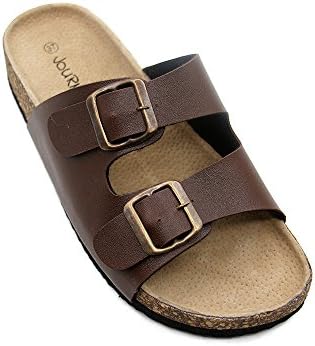 JOURNEI Double Buckle Flat Sandals Slippers for Girls Women Men Slides Slip Adjustable Design