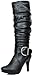Dream Pair Women's PARIS Chic Fashion Platform Knee High Rhinestone Buckle Slouchy Faux Fur Lining High Heel Boots