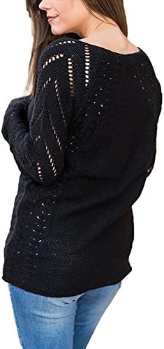 vinegar Women Loose V Neck Oversized Knitted Baggy Sweater Pullover BlackXX-Large