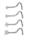SkullParty 4 Pcs Stainless Steel Nose Rings Studs 18 Gauge Screw Shaped Curved Nose Piercing 1.5mm 2mm 2.5mm 3mm Diamond CZ Nose Stud Screw for Women Girl Piercing - Steel