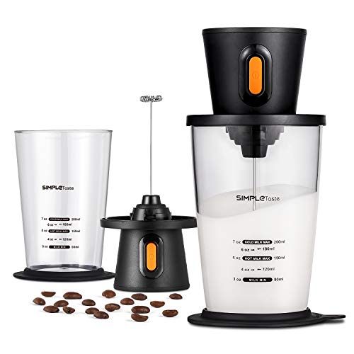 SIMPLETASTE Electric Milk Frother with Pitcher, Hands-free Battery Powered Foam Maker for Nespresso, Cappuccino and Coffee, 2 AA Batteries (Not Included), Black - Thumbnail 7