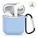ZALU Upgrade Compatible for AirPods Case with Keychain [Front LED Visible] Premium Silicone Cover Skin for AirPods Charging Case 2 (Sky Blue)