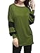 Allegra K Women's Contrast Color Round Neck Draped Long Sleeve Batwing Dolman Tunic Tops Medium Green