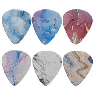 Jeiento Abstract Colorful Print Guitar Picks 6 pack Classical Triangle 0.96mm Guitar Accessories for Acoustic, Electric and Bass Guitars
