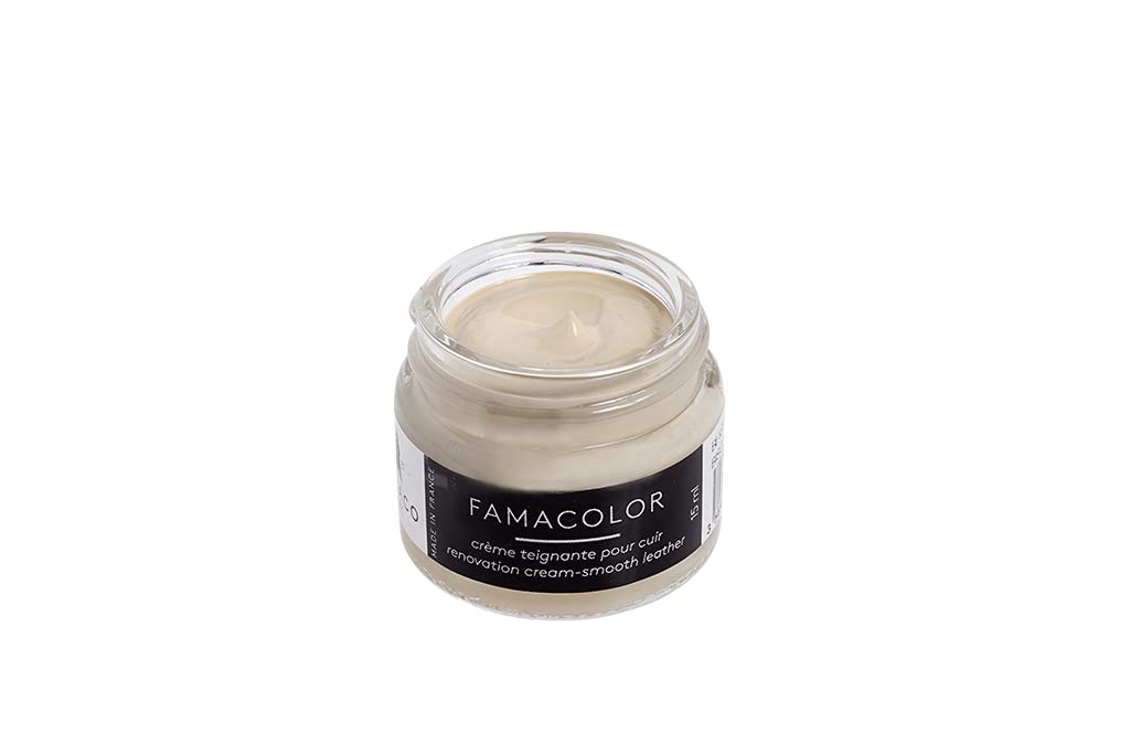 Famaco Leather Repair & Dye Cream | Self Seal Colourant for Quick and Easy Leather Repair | Suitable for Sofas, Car Seats, Shoes, Handbags and More (Beige Biscotte)