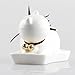 Modern White Small Animal Cub Cat Planter Succulent Plant Decoration Ceramic Porcelain Flower Pot Miniature Flowerpot with Tray Bell On The Neck 4.7 X 2.95 X 3.15 inches (NO Plants)