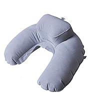 ChouZZ On Air Inflatable U Shaped Neck Pillow- Flocking Surface Soft Pillow with Neck Support - for Airplane Train Travel Movie Theater Office Rest (Gray, one Size)