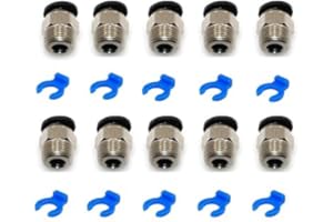 3DMKSPACEU 10PCS PC4-M10 Bowden Tube Coupler Male Straight PTFE Tube Push Pneumatic Connector Fitting for E3D-V6 Bowden Extruder Hotend Couplers for Ender 3 v2 Ender 3 Pro CR10 Mega Chiron filament connector