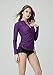 Tesla TM-FSZ04-PPL_Large Women's UPF 50+ Half-Zip Front Long Sleeve Top Rashguard Swimsuit FSZ04