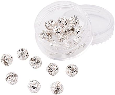 Kissity 20-Piece 8mm Disco Ball Spacer Beads Grade A Czech Rhinestone Inlay Filigree Beads for DIY Jewelry Making (Crystal Color)