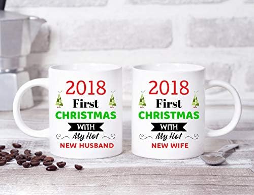 1st Christmas as Newlyweds 2018 Just Married Xmas Mr and Mrs matching couple Coffee mug set