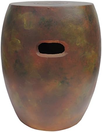 Outdoor Interiors Z32247RR Fiber Concrete Garden Stool in Rustic Red