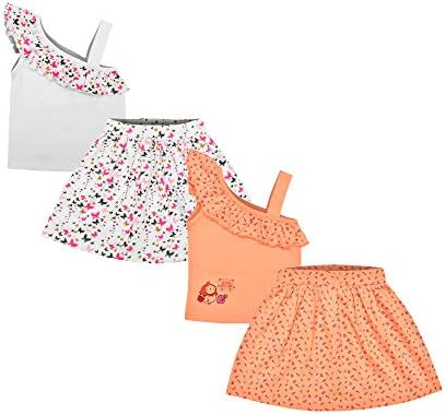 FLYBEES Girl's Frock Cotton Top & Skirt Set (Pack of 2),Multicolour 100% Cotton,Fly-38,39 (1-2 Years)