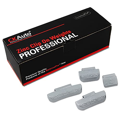 CKAuto 100-Piece P-Type Zinc Clip-On Wheel Weight Assortment - 0.25, 0.5, 0.75, 1.0 Oz (25 Of Each)