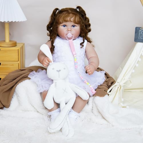 Bebê Reborn Boneca Menina Grandes 65cm Corpo de Pano (60cm Menina Olhos Azuis)
