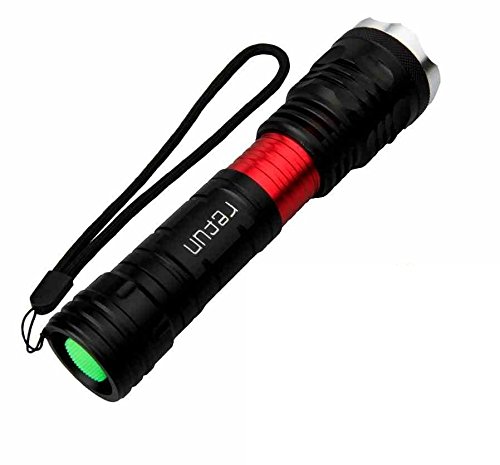 Tactical FlashLight,Refun H6 High-Powered Rechargeable Flashlight, Water Resistant outdoor tac light LED flashlight,,Handheld Flashlight with Zoom Function and 5 Modes (Red )
