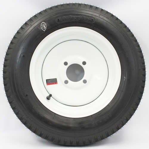 LoadStar 4-hole 12" x4" Solid White Trailer Wheel and Tire 5.30-12 4ply