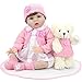 Aori Realistic Reborn Baby Doll 22 Inch Lifelike Weighted Reborn Baby Girl Doll with White Bear Accessories