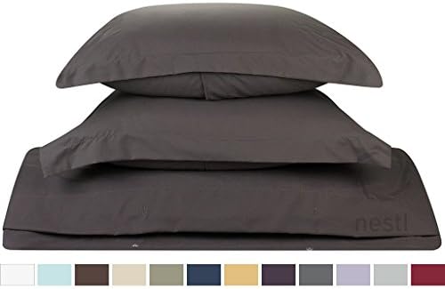 Egyptian Cotton-300 Thread Count 2 Pieces Tailored Pillow Shams Euro/Square/Continental/European Size 26 x 26 Inches -Grey Solid. ( 65 cm x 65 cm)