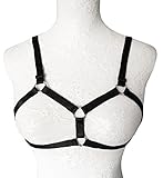 Jelinda Womens Sexy Cupless Harness Halter Strappy Body Caged Bra, Black, One Size (Y039)