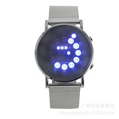 Malltop Men Fashion Colorful LED Light Stainless Steel Digital Sport Wrist Watch (Blue LED)
