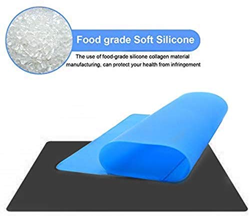 Silicone Sheet Placemats Mat for Crafts Jewelry Casting Molds Pastry,Extra Large Baking Mats ma Nonstick Heat-Resistant, Waterproof,Multipurpose Dough Rolling,Blue & Black - Thumbnail 3