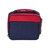 Insulated Lunch Bag - Multi-Compartment Bento Box Carrier Tote - For Kids and Adults - Navy and Red