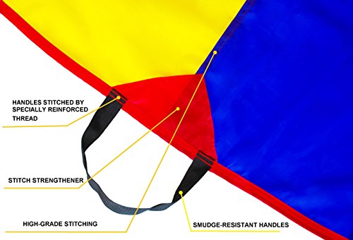 image for VOMLine Play Parachute 12 Foot for Kids with Extra Strong Smudge Resis
