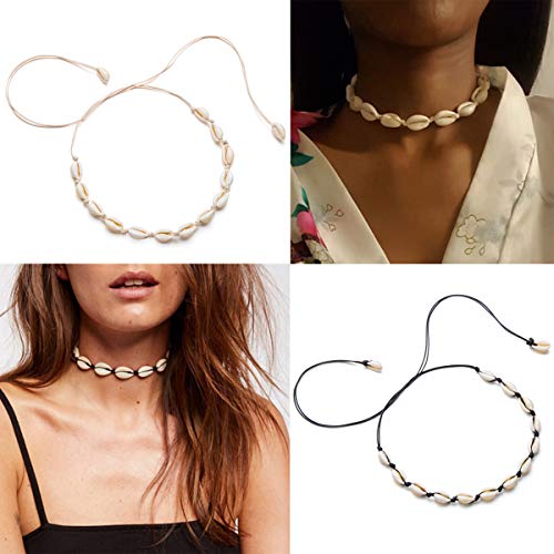 Qceasiy Shell Choker and Anklet for Women Summer Beach Natural Shell Necklace(Begie Set)