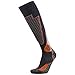 Pure Athlete High Performance Wool Ski Socks - Thermal Warm Merino Wool OTC Sock, Men Women (1 Pair - Black/Grey/Orange, Medium)