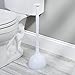 mDesign Plastic Freestanding Hideaway Toilet Plunger Holder with Drip Tray - Master or Guest Bathroom Heavy-Duty Storage Organization - Aura Collection - White
