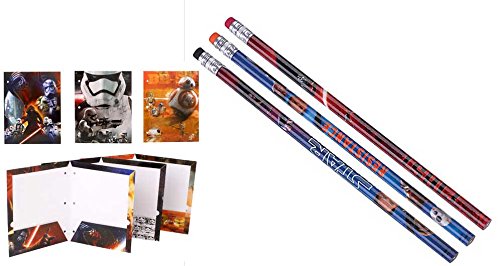 Star Wars Back to School Supplies and Accessories - Folders, Pencils and Pencil Pouch - 16 Item Stationary Bundle