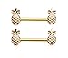 14GA Surgical Steel Pineapple Nipple Barbells, Sold as a Pair (Gold Tone)
