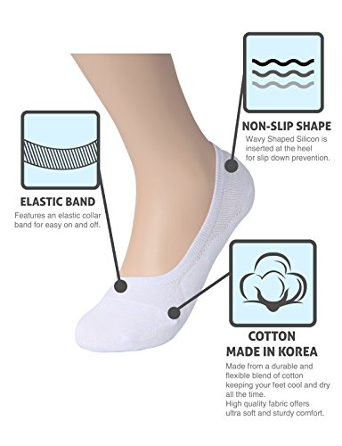 OSABASA Women’s Premium No Show Socks with Non Slip Grip-3 pair WHITE Large (SET3KWMS09) - Thumbnail 7